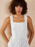 Great Plains Crete Embroidery Strappy Midi Dress, Bright White