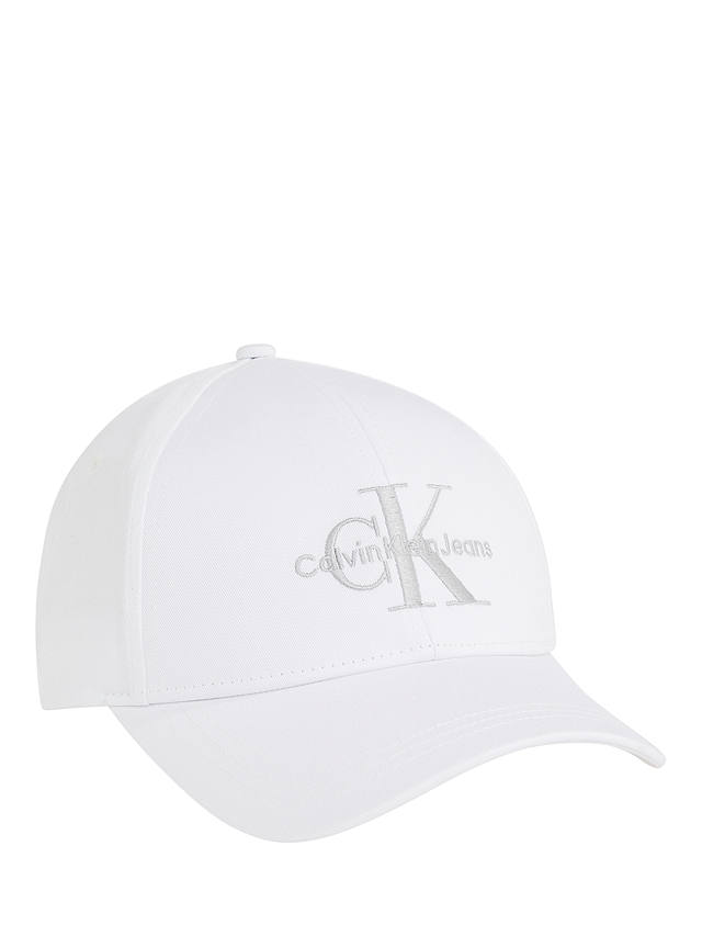Calvin Klein Monogram Cap, White/Silver Logo
