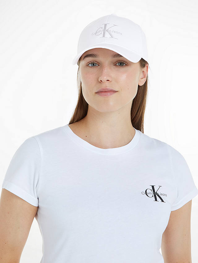 Calvin Klein Monogram Cap, White/Silver Logo