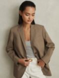 Reiss Hope Cotton Blazer, Taupe, Taupe