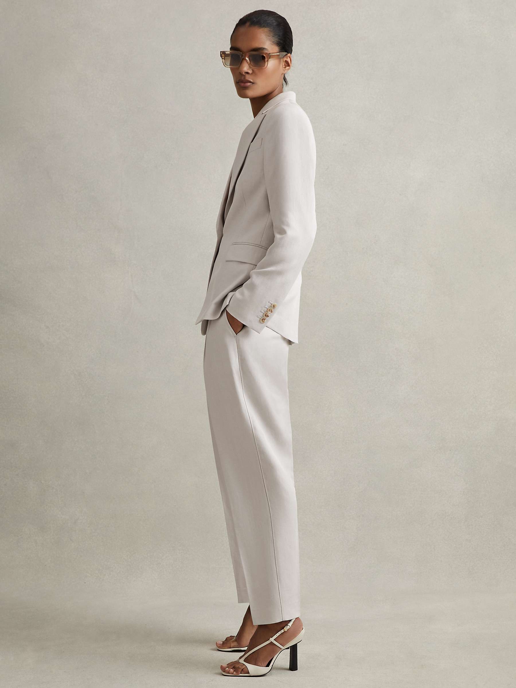 Buy Reiss Farrah Linen Blend Suit Blazer, Light Grey Online at johnlewis.com