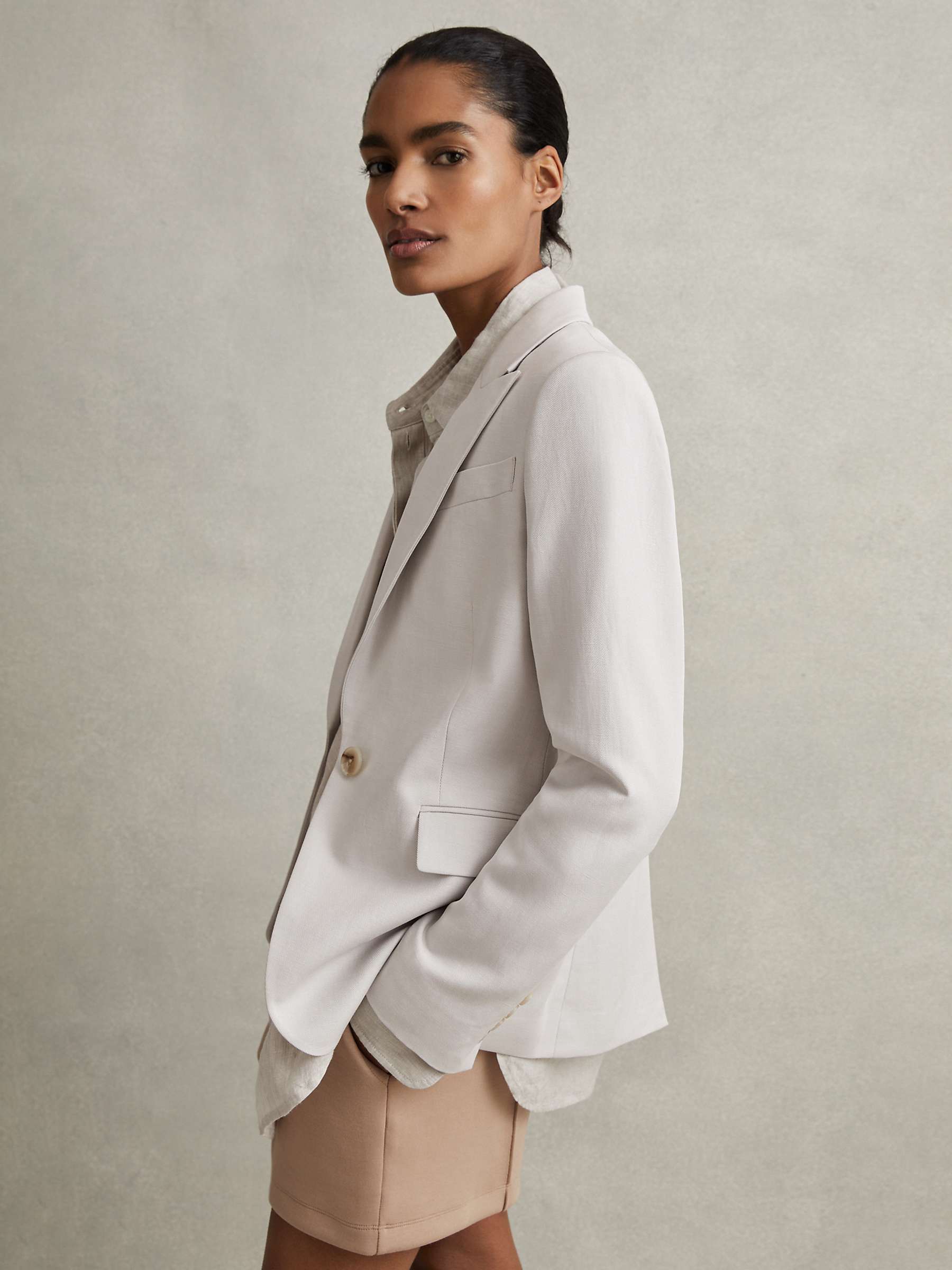 Buy Reiss Farrah Linen Blend Suit Blazer, Light Grey Online at johnlewis.com