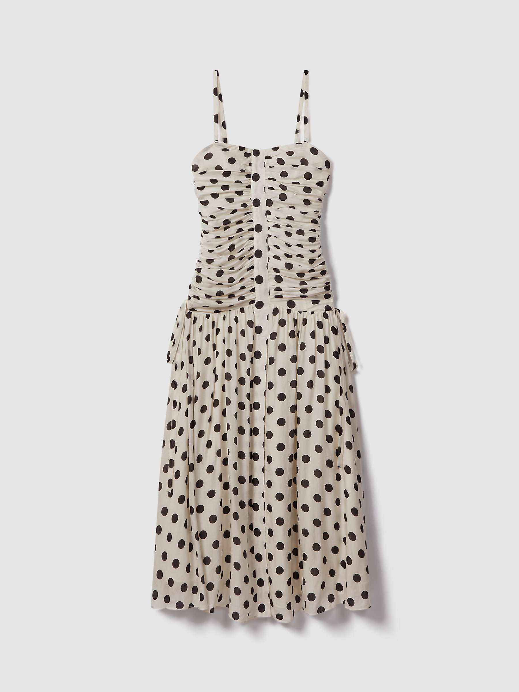Buy Reiss Rue Ruched Polka Dot Maxi Dress, White/Black Online at johnlewis.com