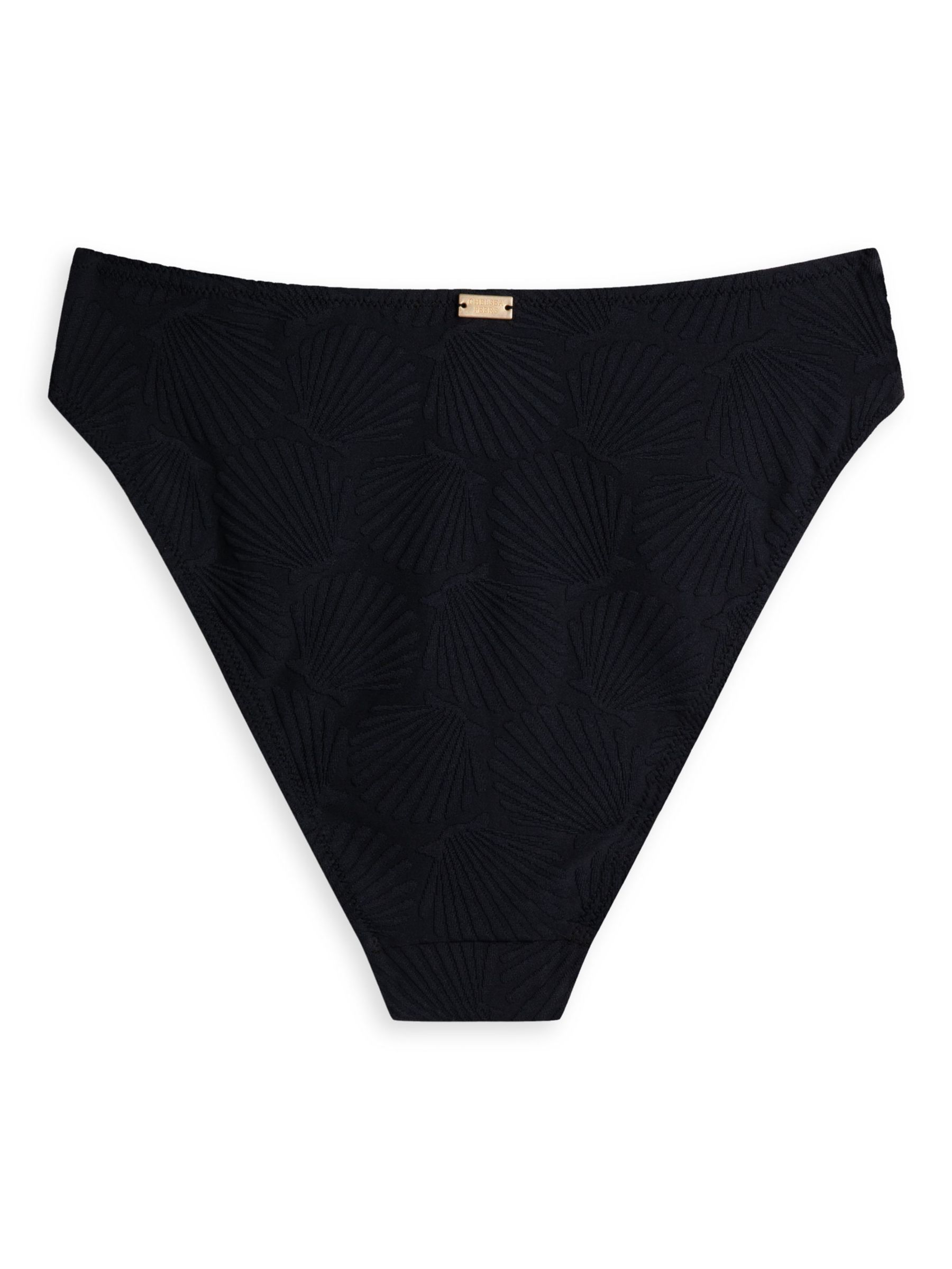 Chelsea Peers Jacquard Shell High Waist Bikini Bottoms, Black, 6