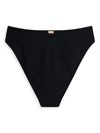 Chelsea Peers Jacquard Shell High Waist Bikini Bottoms, Black