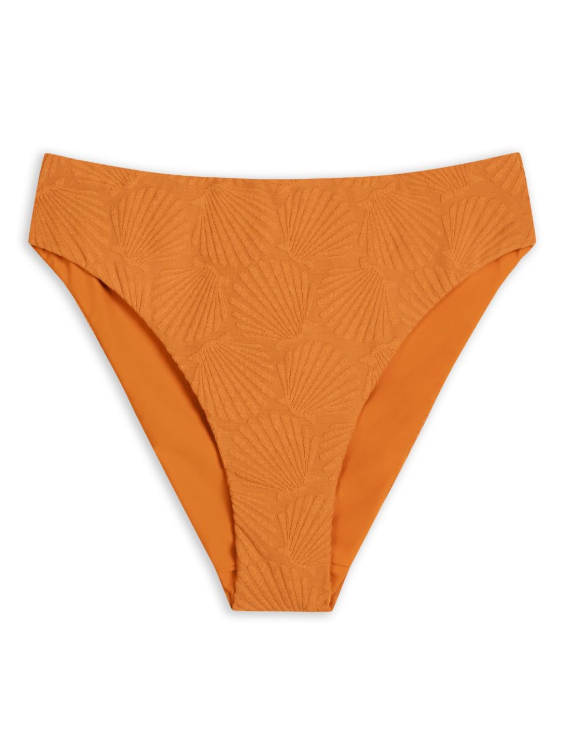 Chelsea Peers Jacquard Shell Reversible High Waist Bikini Bottoms, Orange, 6
