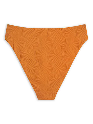 Chelsea Peers Jacquard Shell Reversible High Waist Bikini Bottoms, Orange