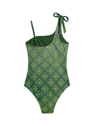 Chelsea Peers Palm Print One Shoulder Swimsuit, Khaki/Multi