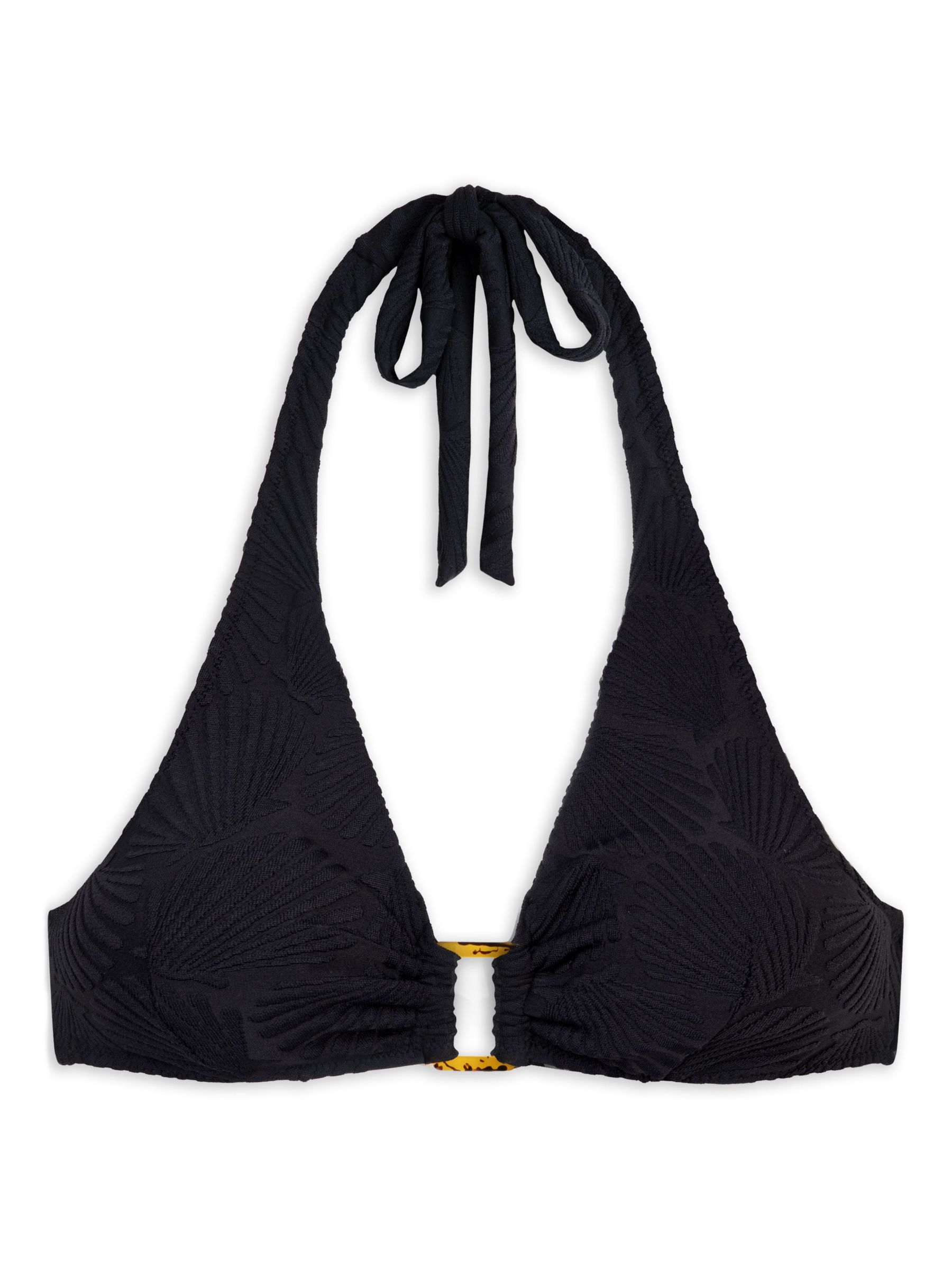 Chelsea Peers Jacquard Shell Halterneck Bikini Top, Black, 6