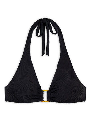 Chelsea Peers Jacquard Shell Halterneck Bikini Top, Black