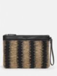 Jigsaw Raffia Stripe Wristlet Pouch, Natural/Black