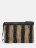 Jigsaw Raffia Stripe Wristlet Pouch, Natural/Black