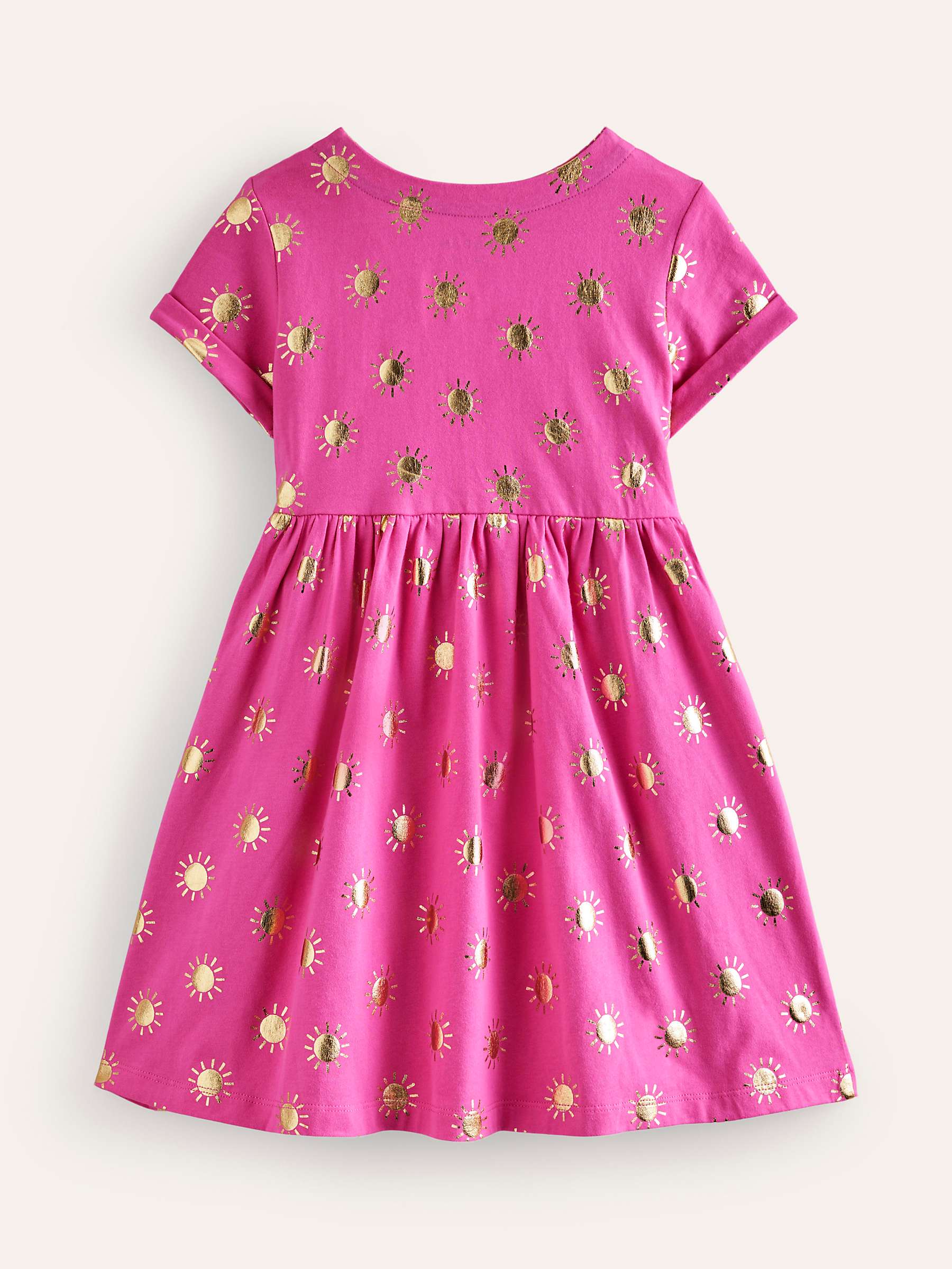 Buy Mini Boden Kids' Suns Short Sleeve Jersey Dress, Pink/Gold Online at johnlewis.com