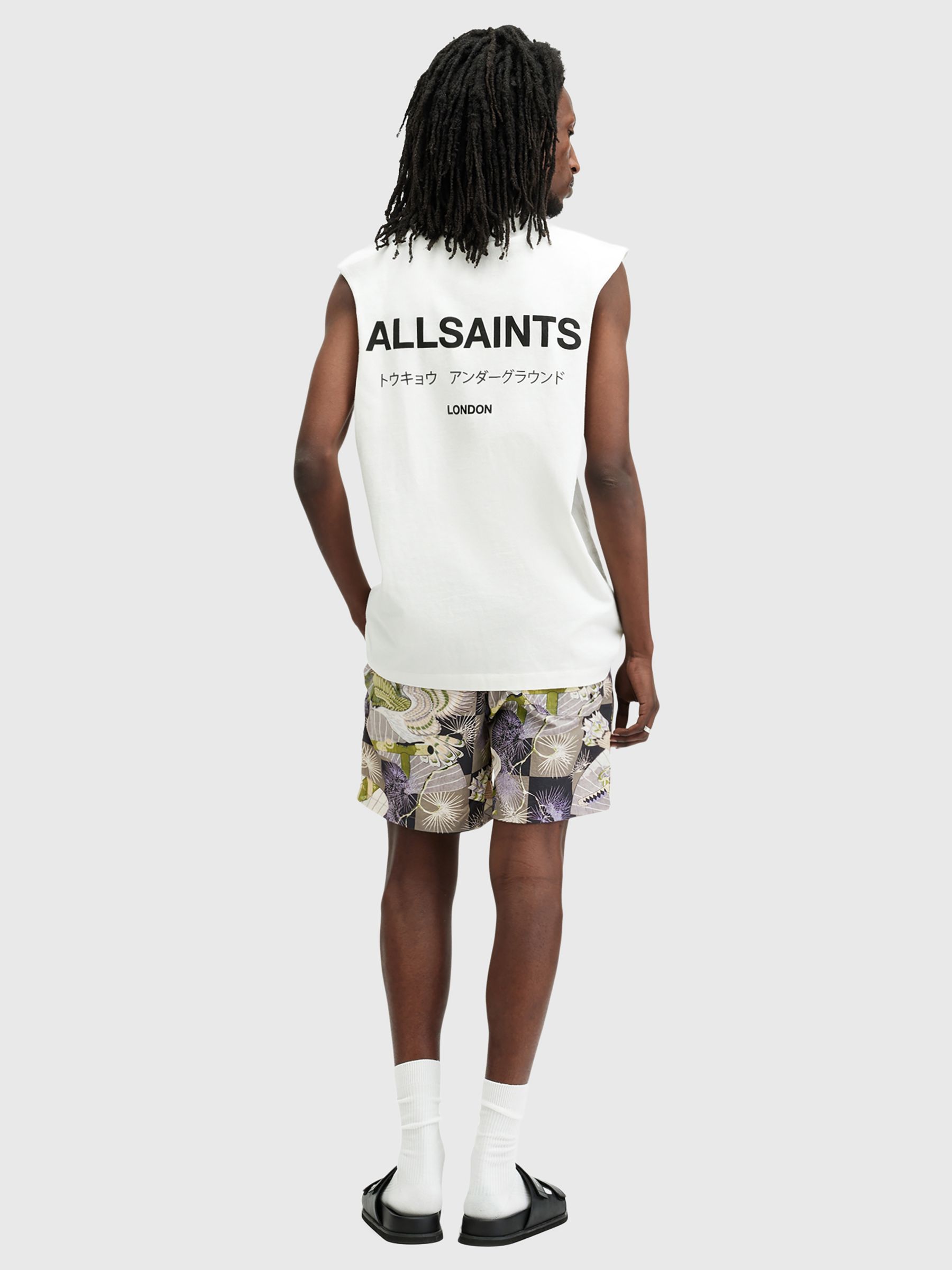 AllSaints Sebastian Swim Shorts, Grey/Multi, L
