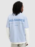 AllSaints Access Organic Cotton Oversized T-Shirt, Bethel Blue