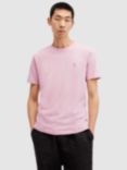 AllSaints Brace Contrast Organic Cotton Short Sleeve T-Shirt, Bramble Pink