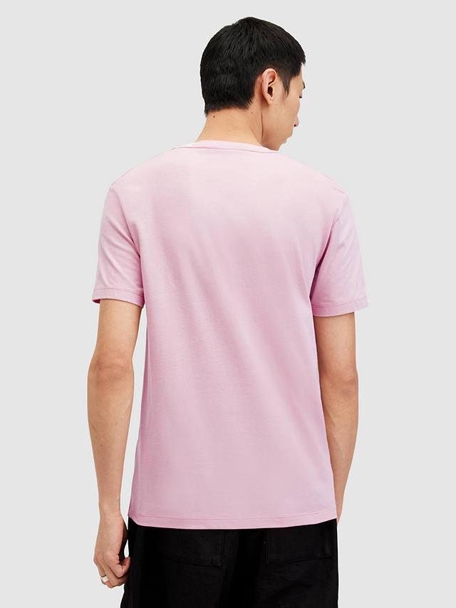 AllSaints Brace Contrast Organic Cotton Short Sleeve T-Shirt, Bramble Pink