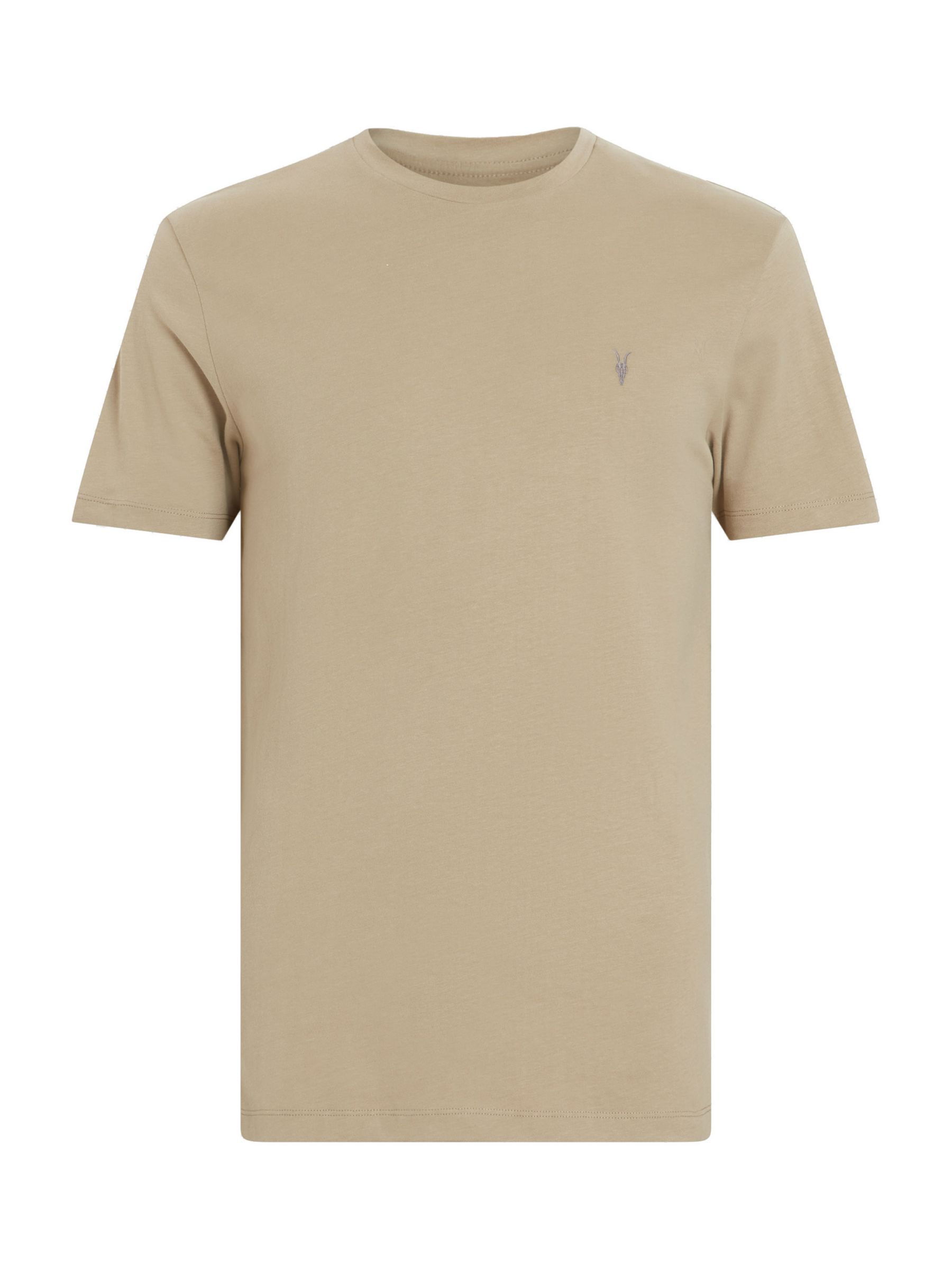 AllSaints Brace Contrast Organic Cotton Short Sleeve T-Shirt, Moorland Brown, L