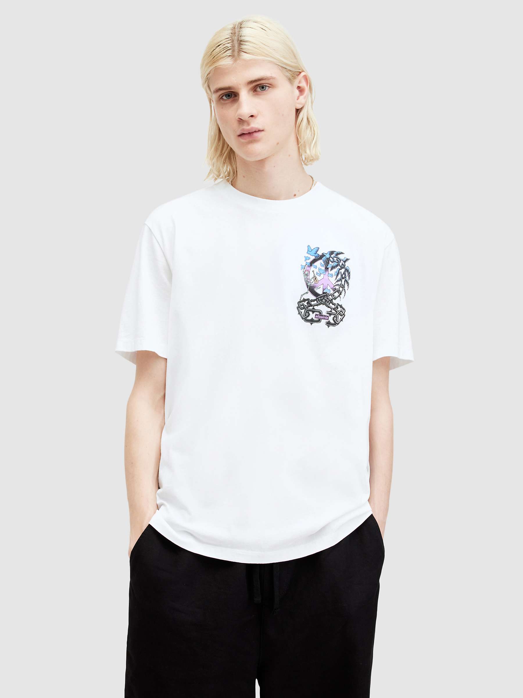 Buy AllSaints Freed Short Sleeve Crew T-Shirt, Optic White Online at johnlewis.com