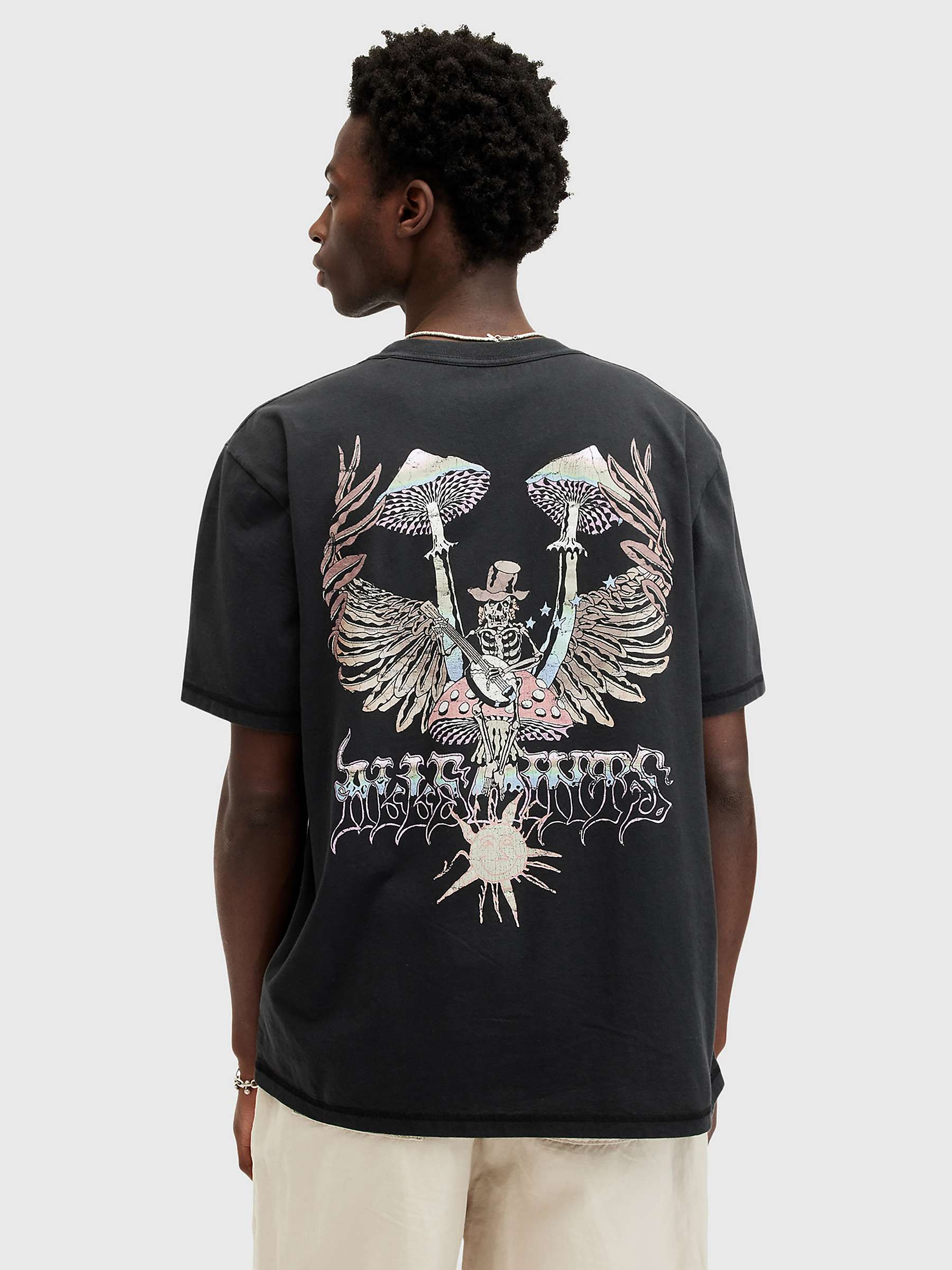 Buy AllSaints Strummer Short Sleeve Crew T-Shirt, Washed Black Online at johnlewis.com