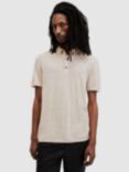 AllSaints Mode Merino Short Sleeve Polo Shirt, Bailey Taupe