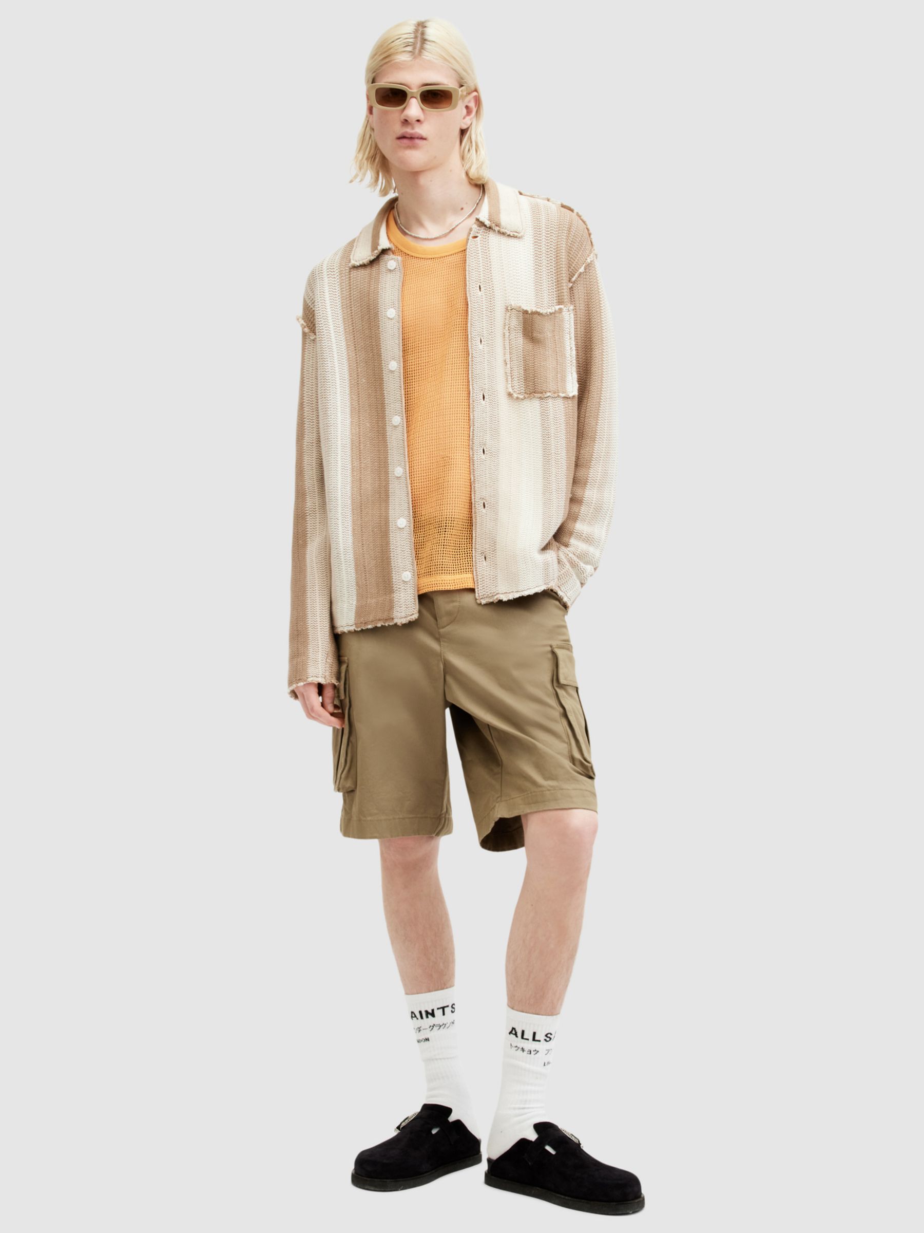 Buy AllSaints Truck Long Sleeve Cardigan, Dust Taupe Online at johnlewis.com