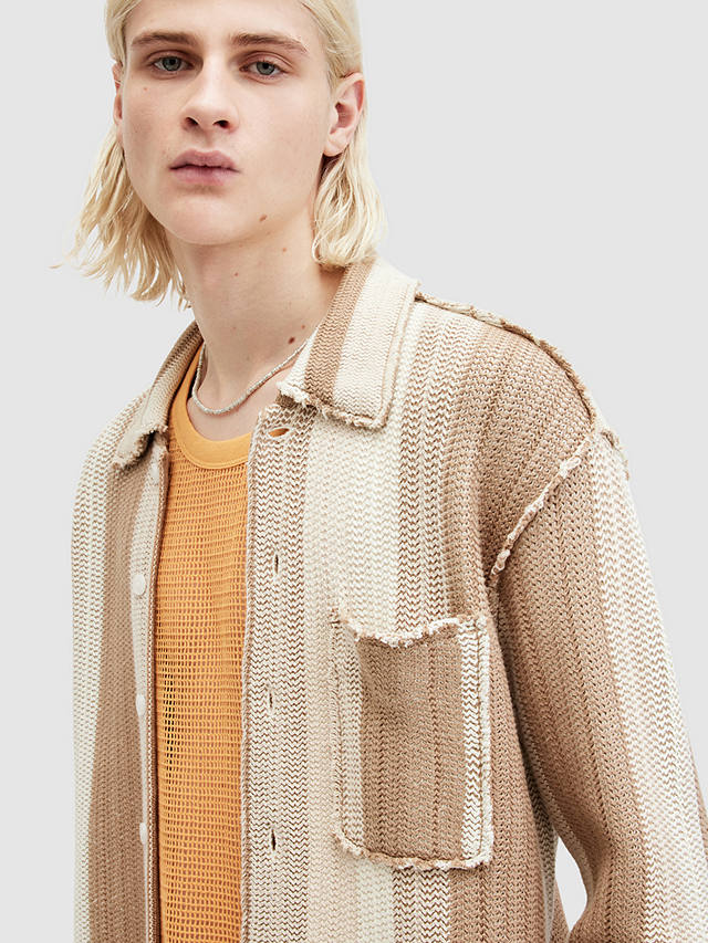 AllSaints Truck Long Sleeve Cardigan, Dust Taupe