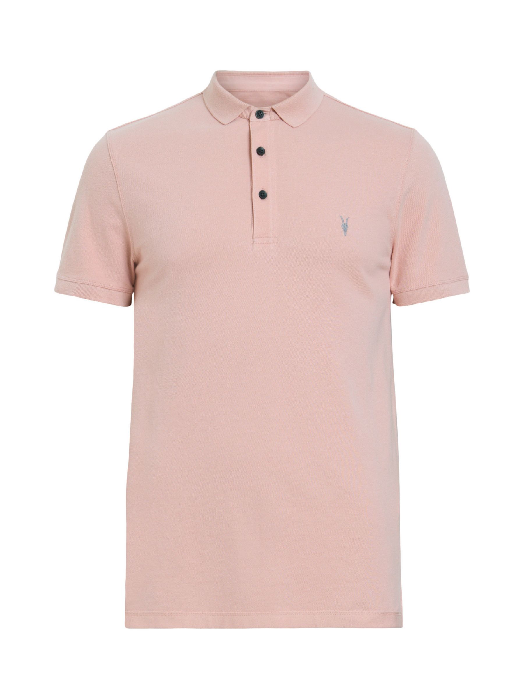 AllSaints Reform Organic Cotton Polo Shirt, Bramble Pink, L