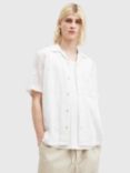 AllSaints Caleta Lace Textured Relaxed Fit Shirt, Lilly White