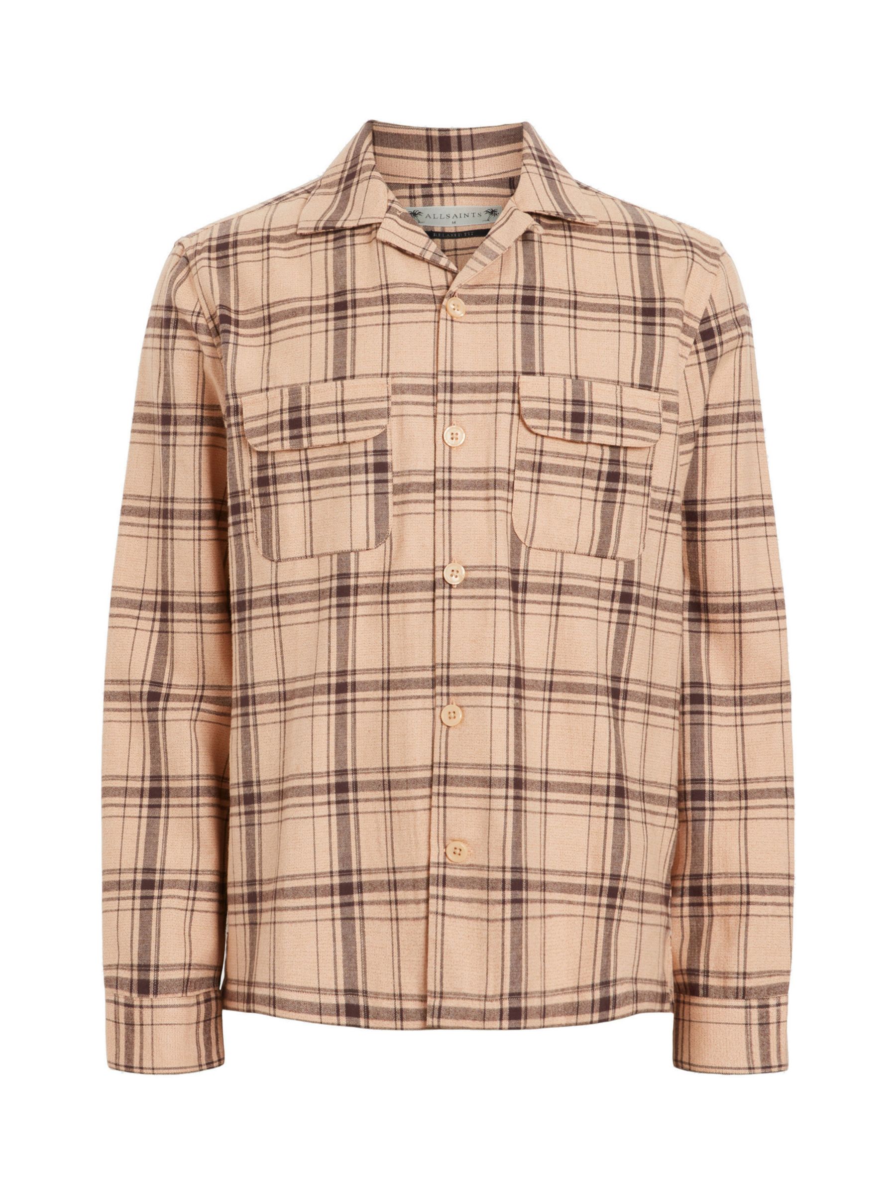 Buy AllSaints Wendel Long Sleeve Shirt, Brown Online at johnlewis.com