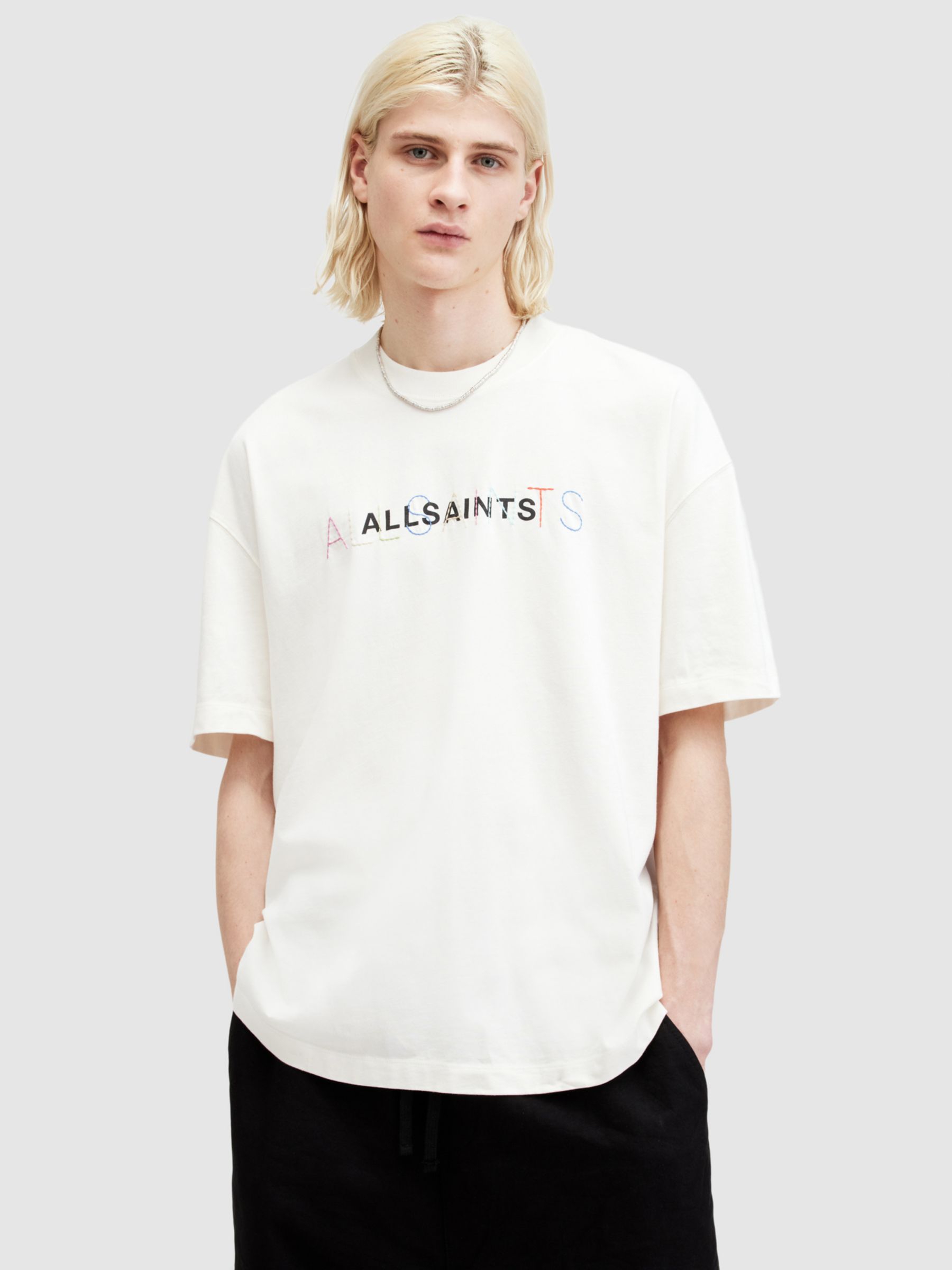 Buy AllSaints Nevada Short Sleeve Crew T-Shirt, Avalon White Online at johnlewis.com