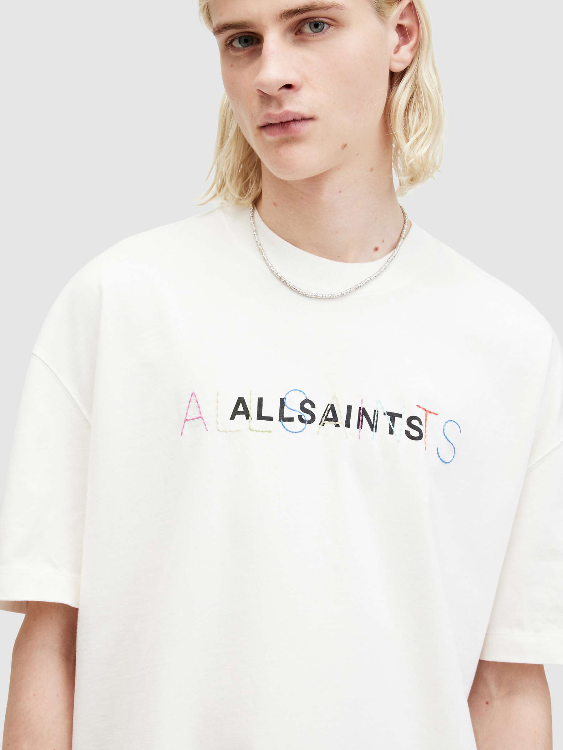 Buy AllSaints Nevada Short Sleeve Crew T-Shirt, Avalon White Online at johnlewis.com