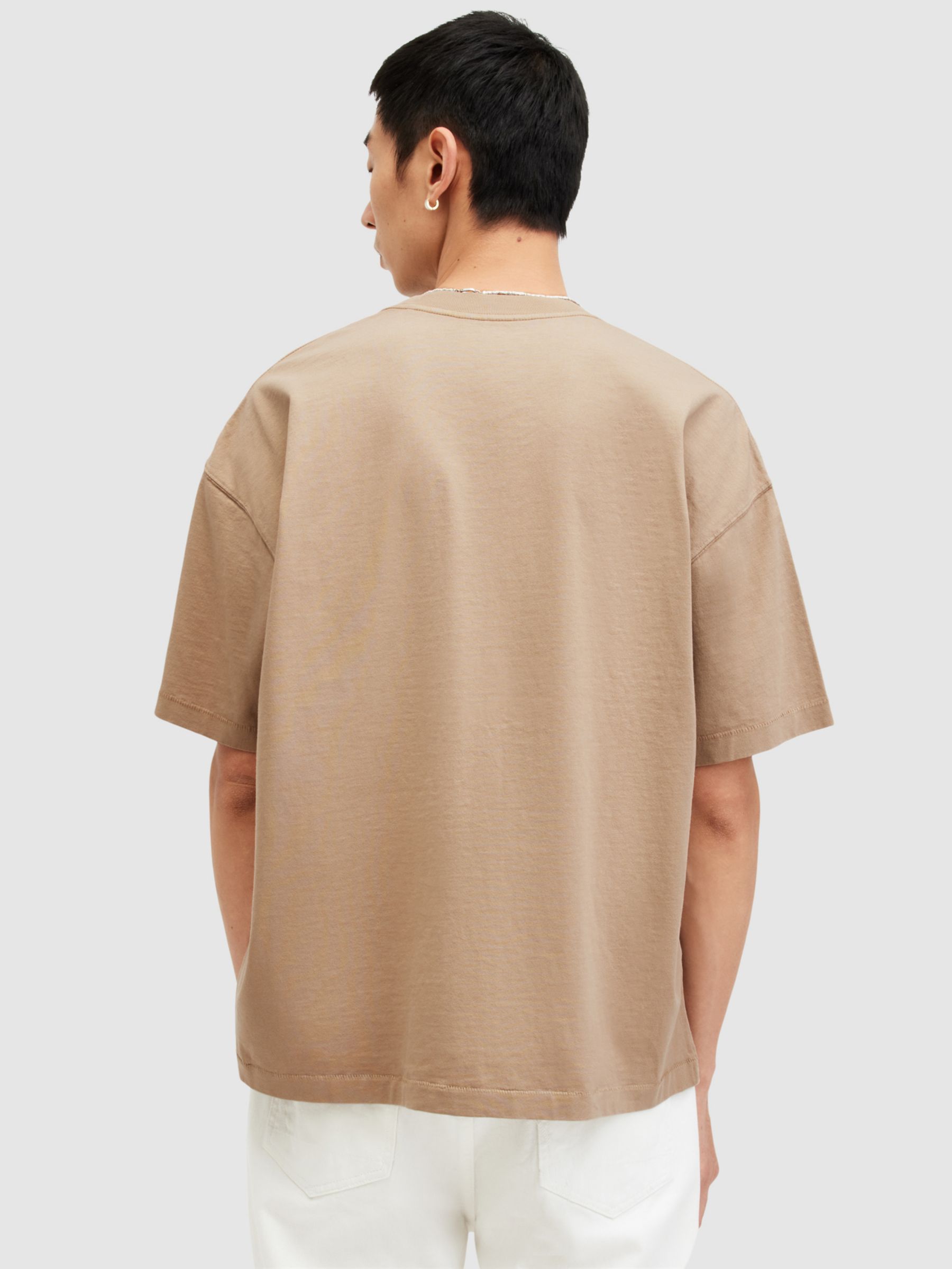 Buy AllSaints Jase Short Sleeve Crew T-Shirt, Moorland Brown Online at johnlewis.com