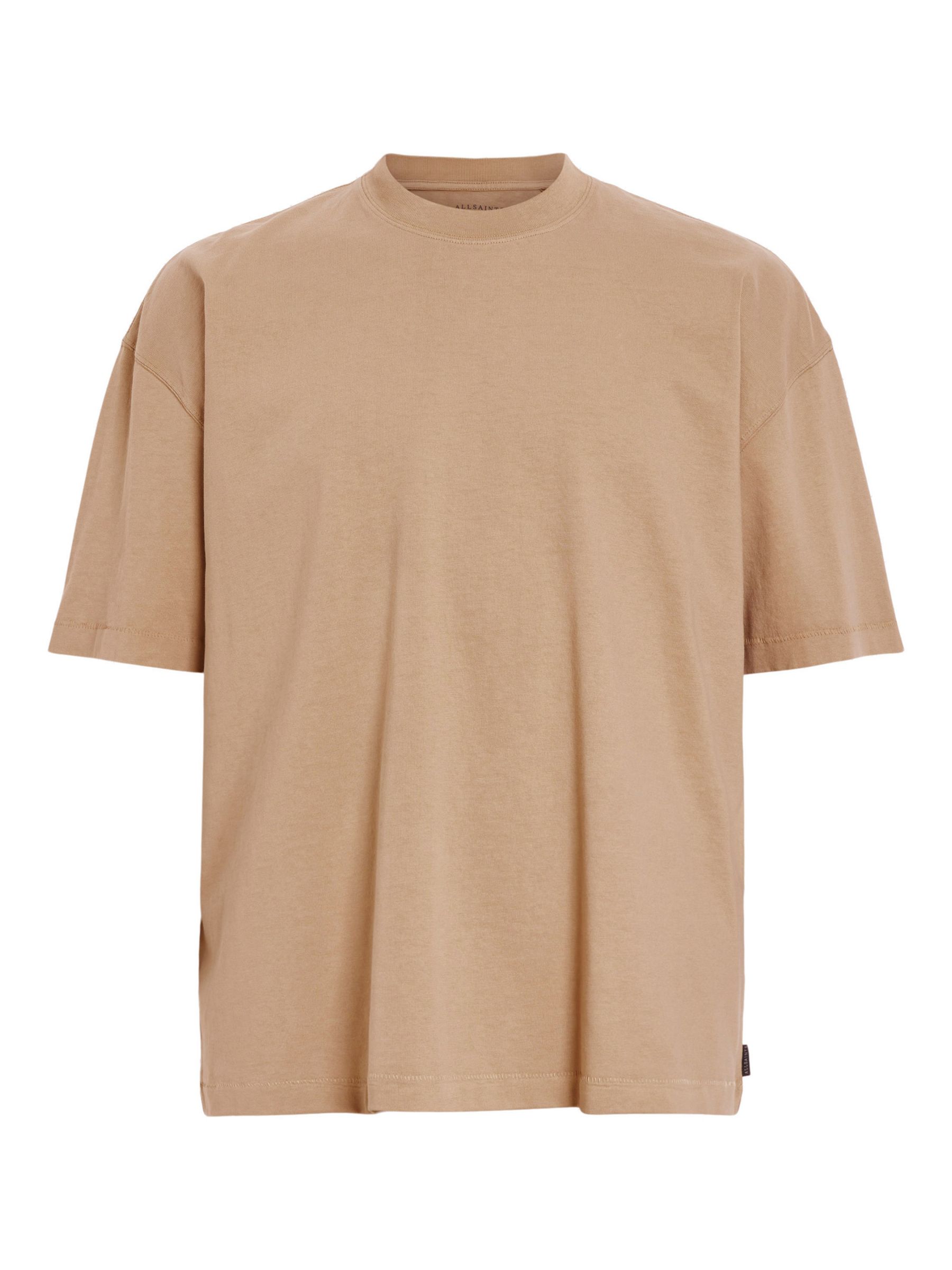 Buy AllSaints Jase Short Sleeve Crew T-Shirt, Moorland Brown Online at johnlewis.com