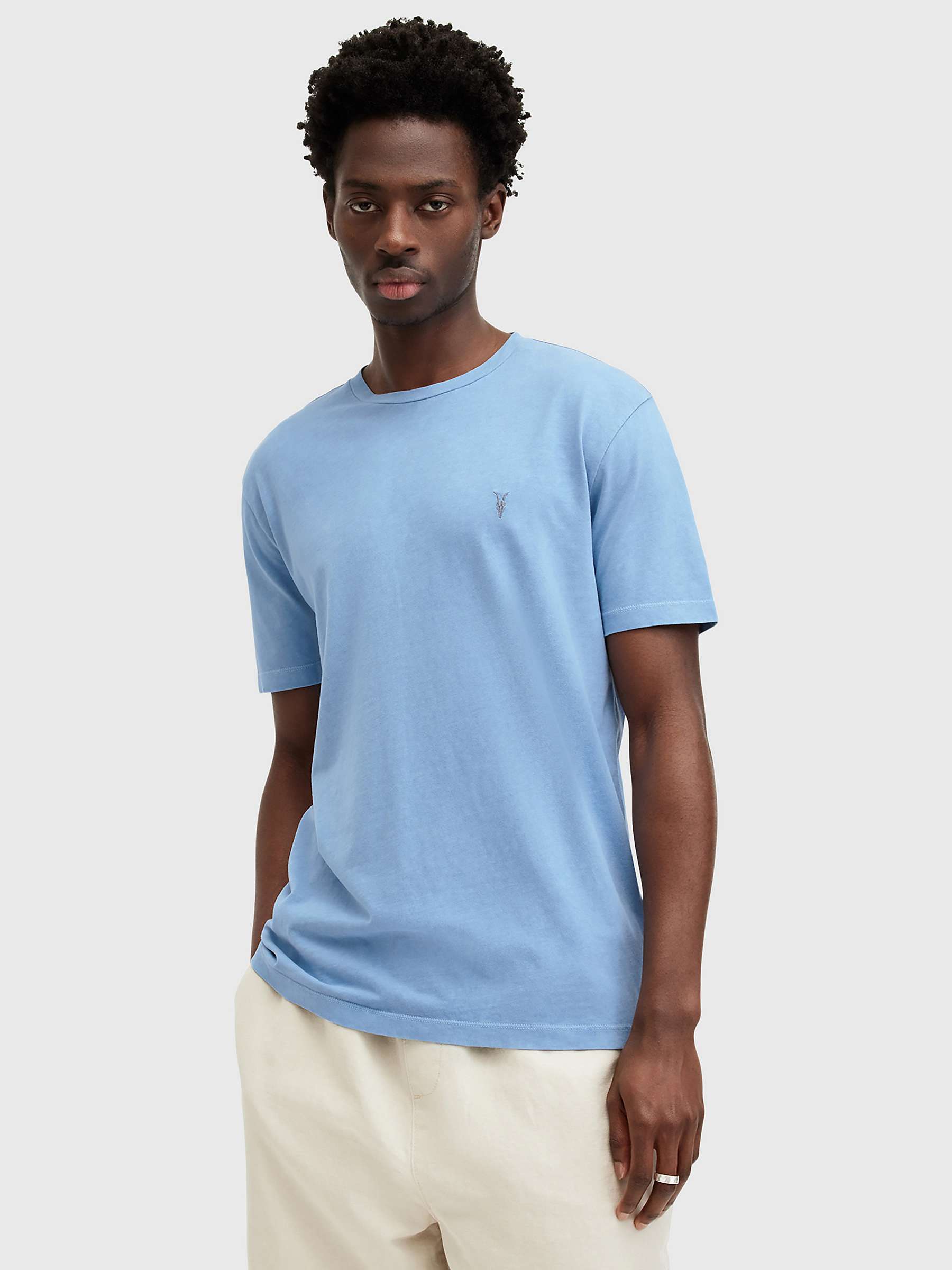 Buy AllSaints Ossage Slim Fit Short Sleeve Crew T-Shirt, Peace Blue Online at johnlewis.com