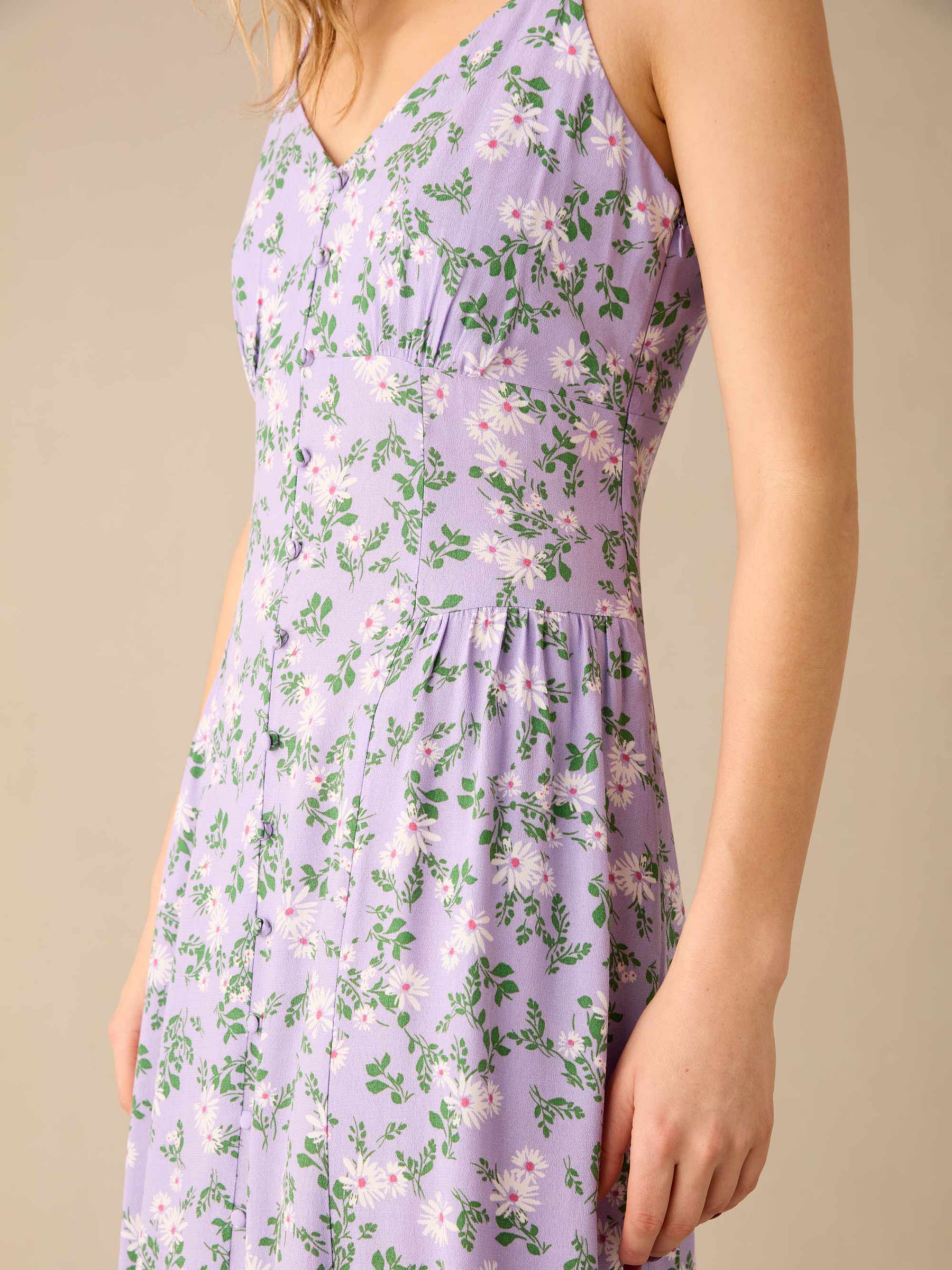Buy Ro&Zo Ditsy Print Strappy Button Through Maxi Dress, Purple/Multi Online at johnlewis.com
