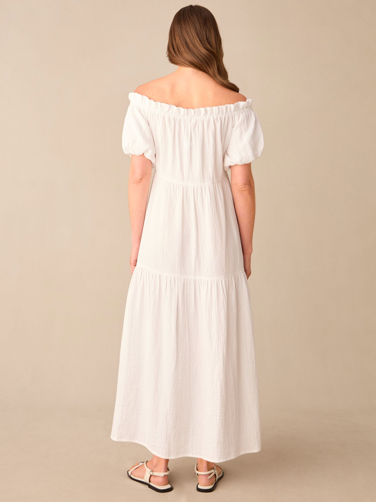 Ro&Zo Petite Frill Detail Cheesecloth Dress, White, 6