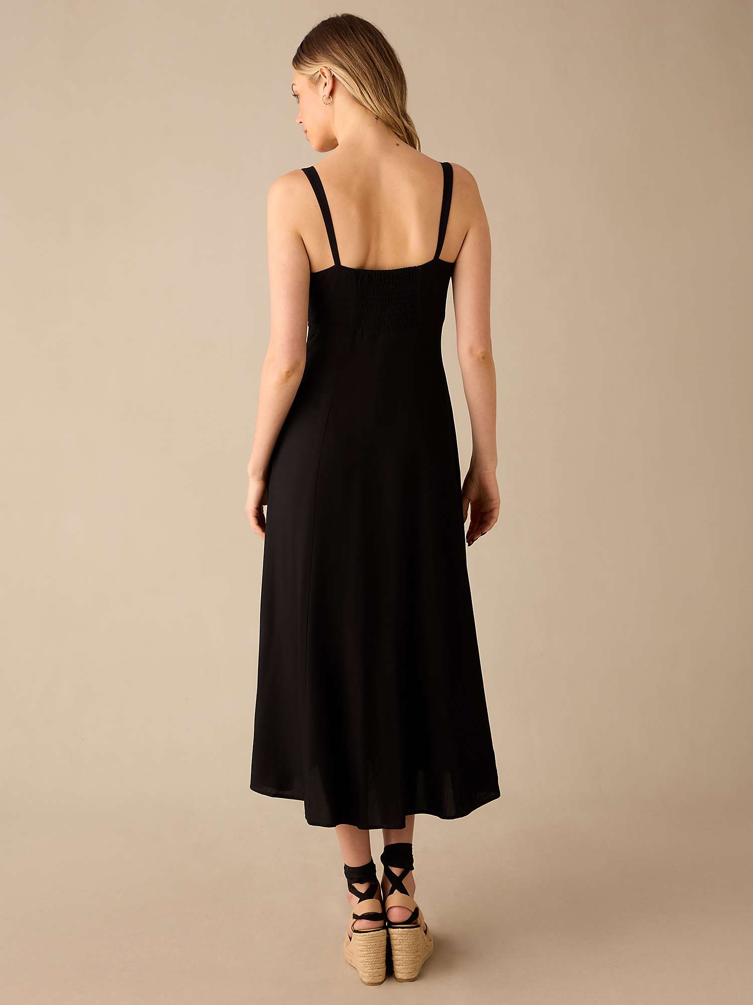 Buy Ro&Zo Strappy Button Through Midi Dress, Black Online at johnlewis.com