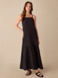 Ro&Zo Petite Tiered Hem Strappy Gauze Dress, Black