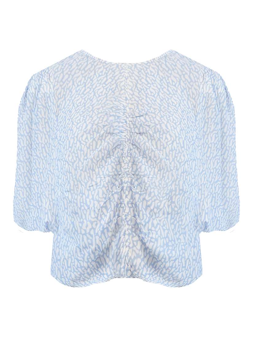 Buy Ro&Zo Squiggle Print Ruched Front Top, Blue Online at johnlewis.com