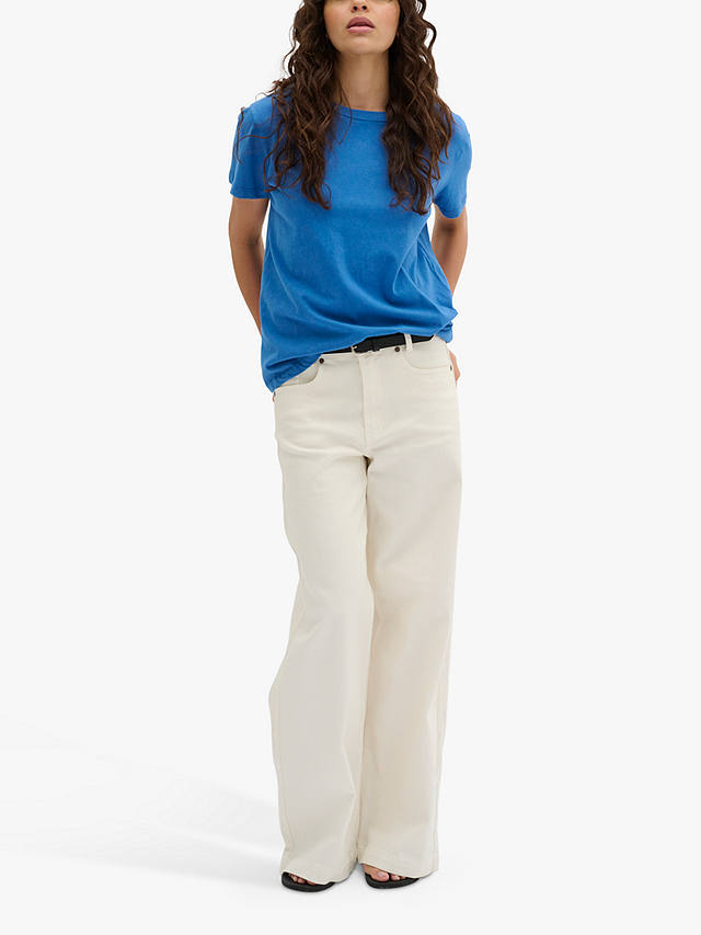 MY ESSENTIAL WARDROBE Hanne Round Neck Short Sleeve T-Shirt, , Delft Blue