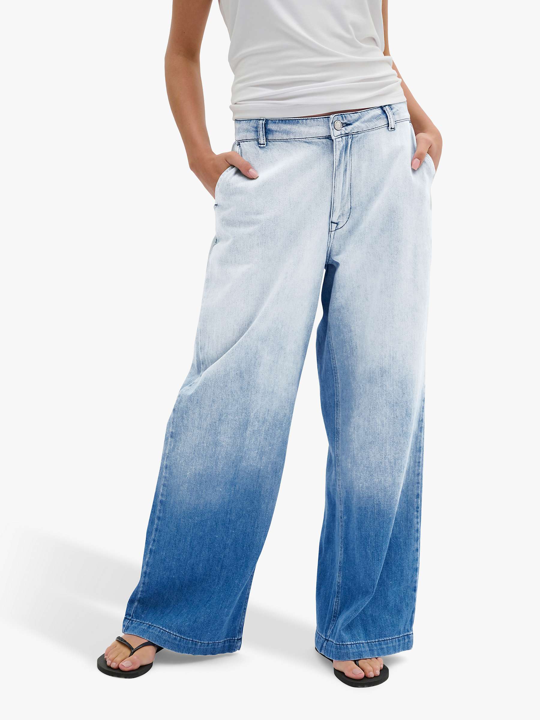 Buy MY ESSENTIAL WARDROBE Malo Dip Dye Wide Leg Jeans, Blue Online at johnlewis.com