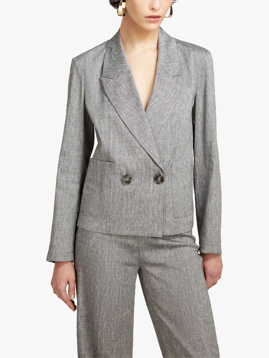 Buy SISLEY Double Breasted Boxy Blazer, Grey Online at johnlewis.com