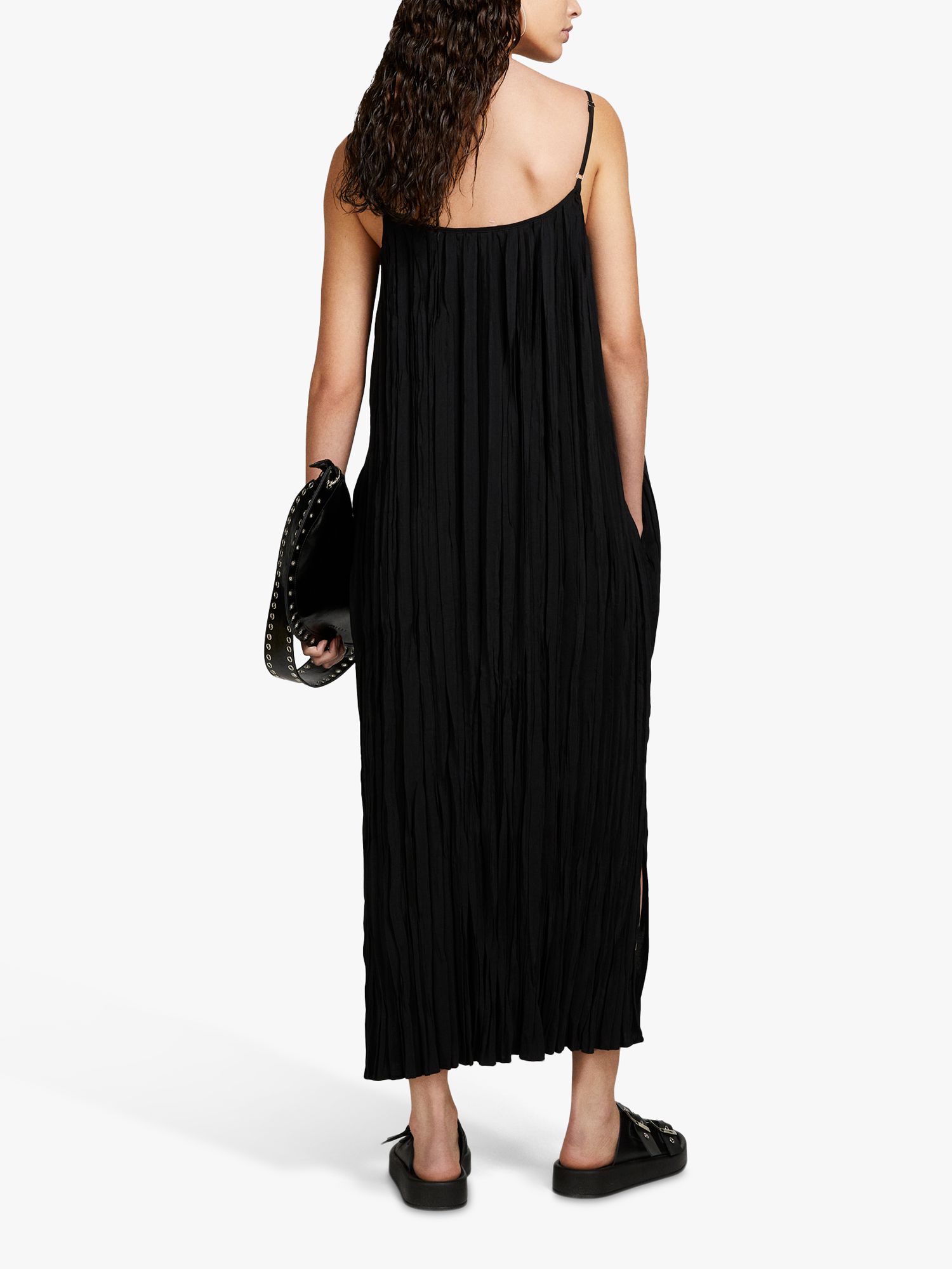 SISLEY Pleated Maxi Dress, Black, L