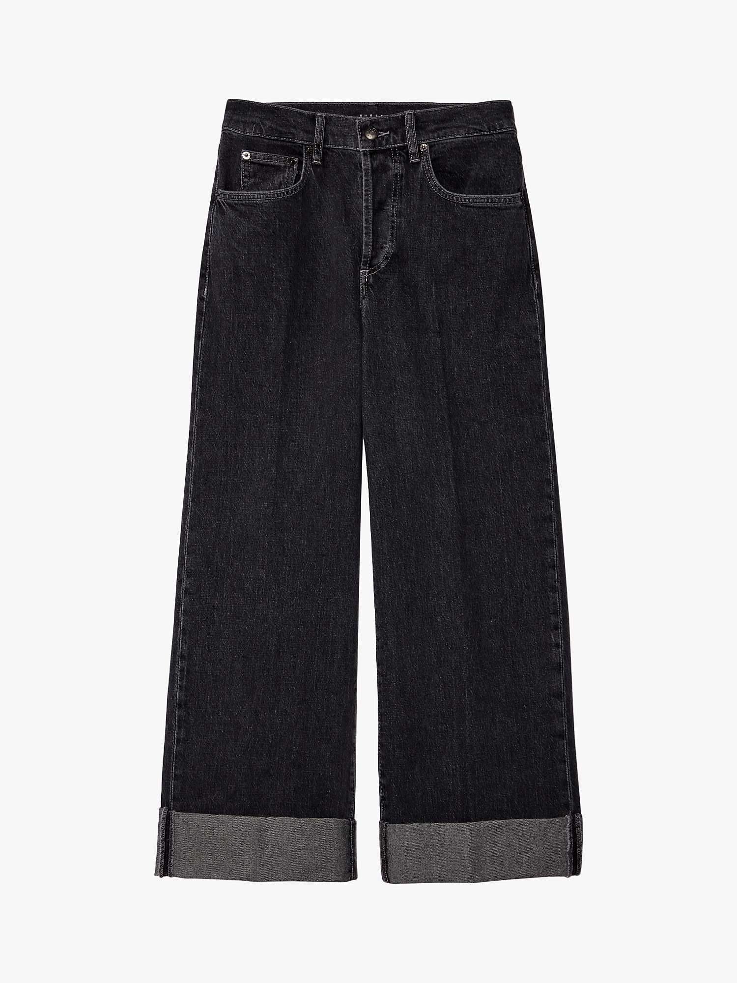 Buy SISLEY Baggy Fit Cuff Jeans, Black Online at johnlewis.com