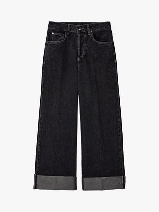 SISLEY Baggy Fit Cuff Jeans, Black
