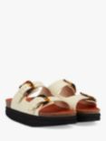 V.GAN Vegan Plum Tortoiseshell Double Strap Footbed Sandals, Crème