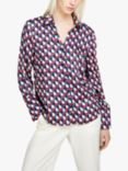 SISLEY Geometric Print Satin Shirt, Red/Multi