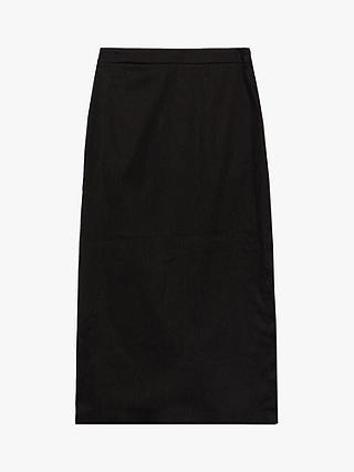 SISLEY Linen Blend Midi Pencil Skirt, Black