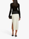 SISLEY Linen Blend Midi Pencil Skirt, Beige